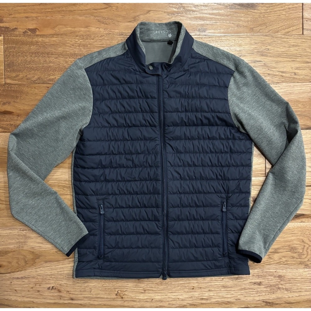 Greyson Hybrid Puffer Jacket Blue Gray Mens S